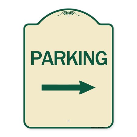 SIGNMISSION Parking With Right Arrow Heavy-Gauge Aluminum Architectural Sign, 24" x 18", TG-1824-24623 A-DES-TG-1824-24623